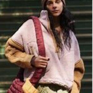 Free People FP Movement Mountain High Logo Half Zip Fleece Mauve Twig size Small